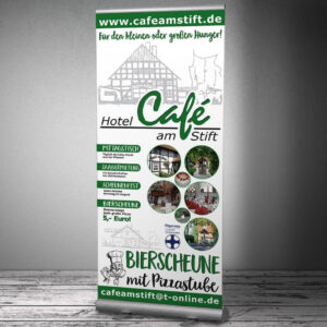 RollUp-Display für das Hotel-Cafe am Stift in Fischbeck