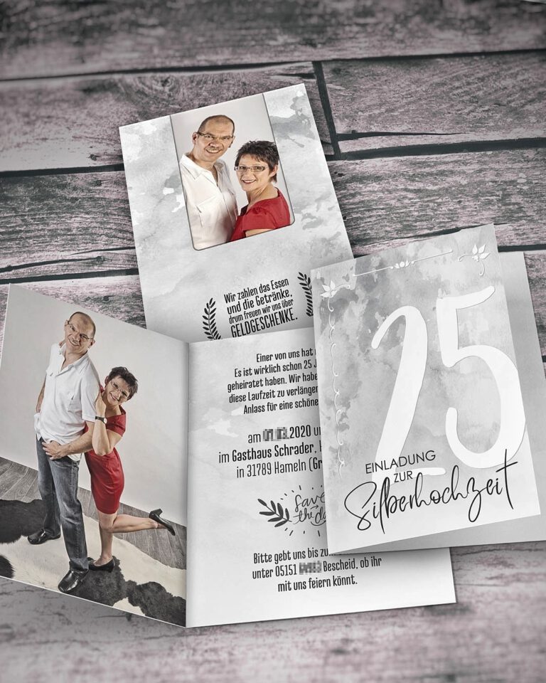 Individuelle Einladungskarten zur Silberhochzeit
