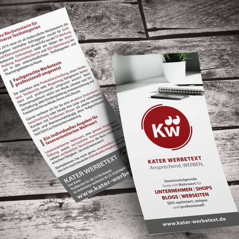 Premiumflyer für KATER WERBETEXT in Hameln
