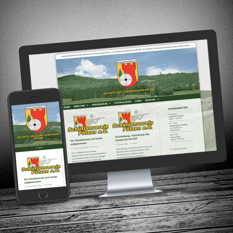 Screenshot: Redesign der Homepage des Schützenverein Pötzen