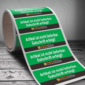 Etikettendruck für Zedaco.de Onineshop