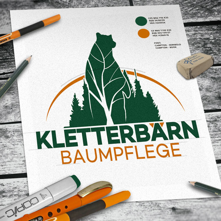 Logo+Corporate Design Kletterbärn Baumpflege Bückeburg